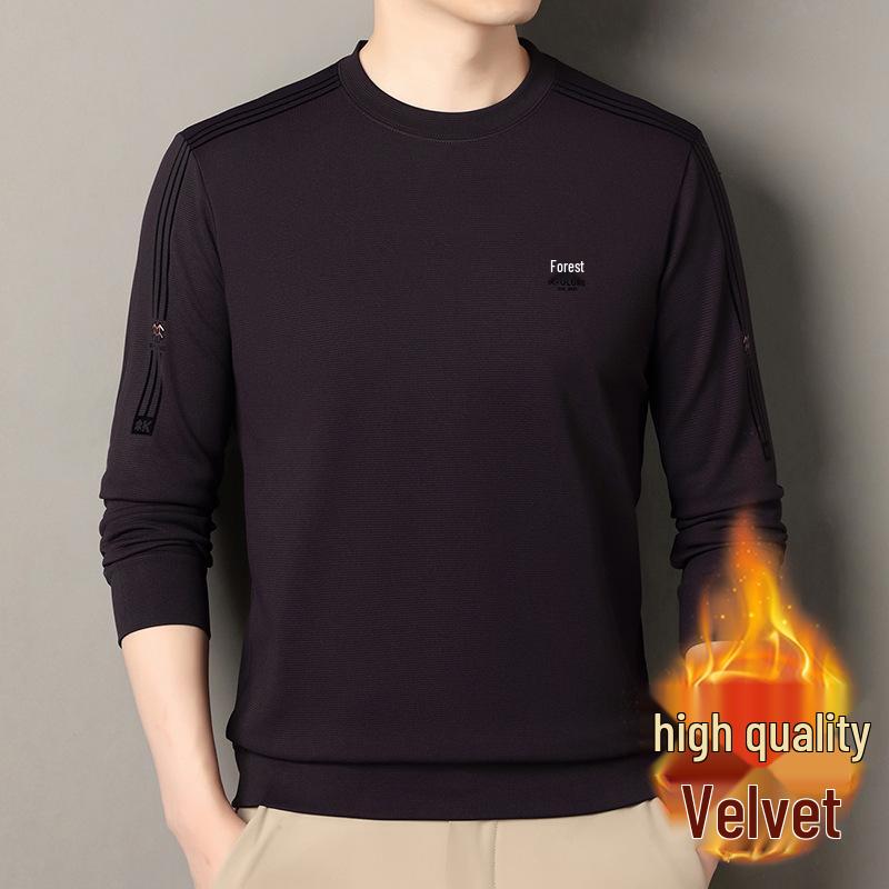 

Mid-aged Men s Plus Velvet Thick Hoodie - Casual Loose Fit, Autumn/Winter Dad s Wear XL/52 (135-150 lbs)