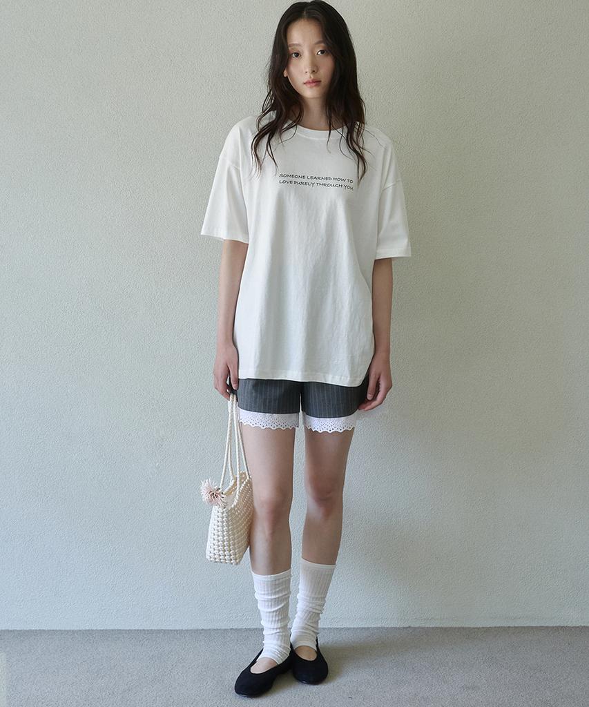 LOVLOV Pinstripe Lace Trim Shorts_Grey Stripe