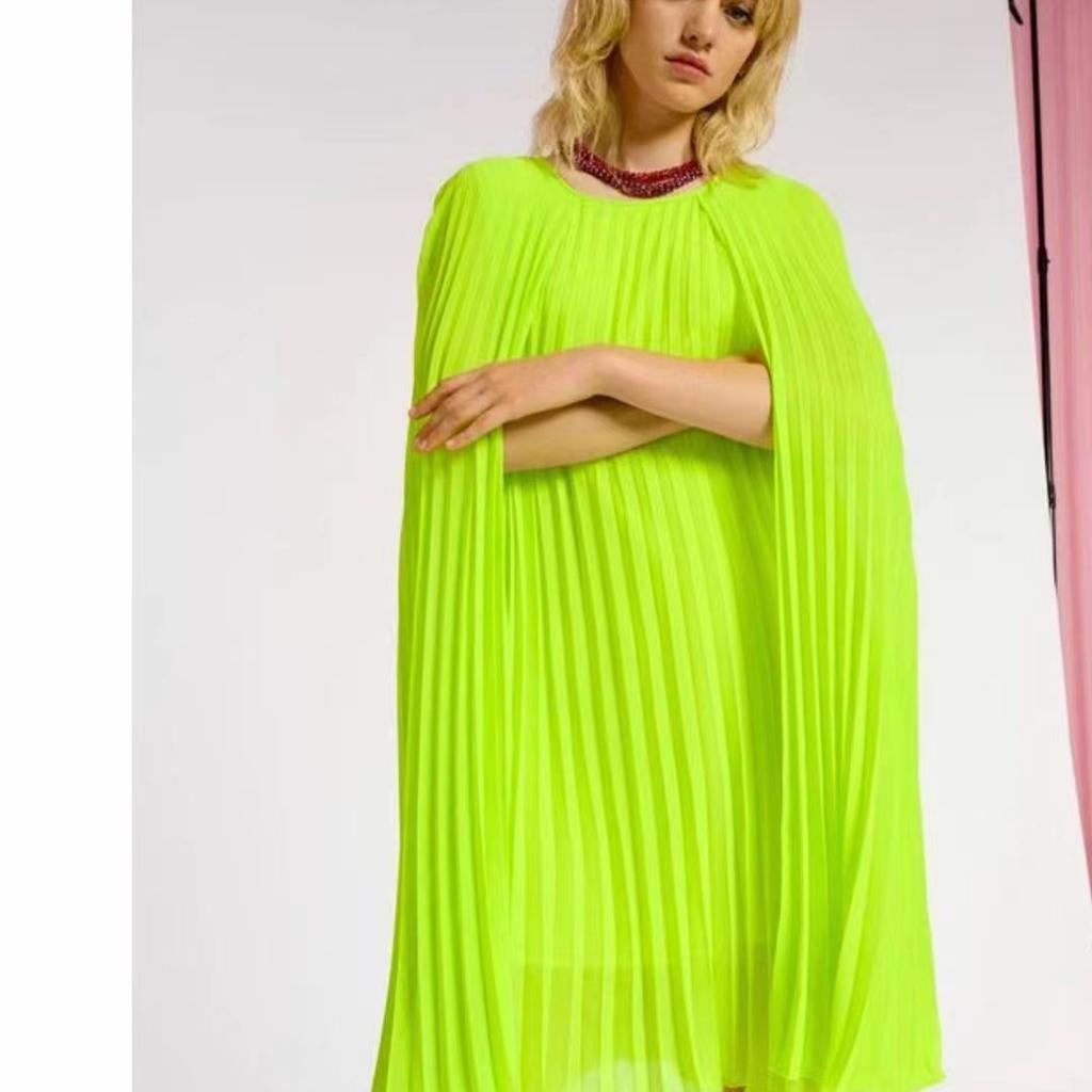 Vår Ny O-hals Kappe Kjoler Tungt Rynket Løs A-linje Kjole for Kvinner Y2k Middels lengde Rett Kvinnekjoler