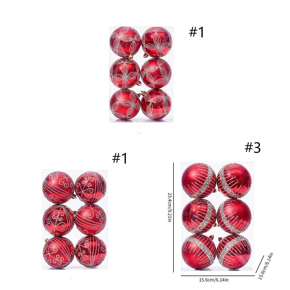 6pcs 8cm Painted Christmas Balls Ornament Plastic Christmas Tree Pendant Home Xmas Decor