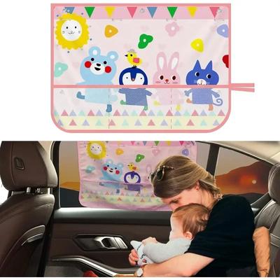 Dinosaurier Auto-Fensterschutz für Baby Kinder Auto Sonnenschutz Vorhang für Fenster mit Aufbewahrungsnetz Tasche Sonneneinstrahlung & UV-Strahlen Schutz