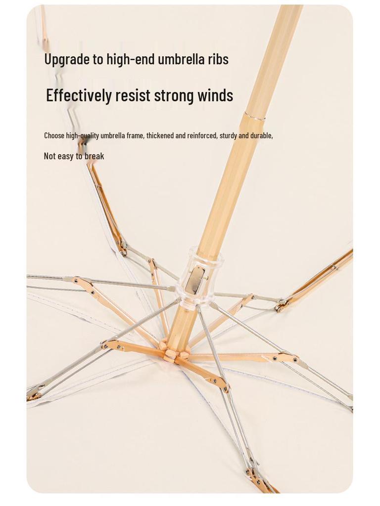 Ultra-Light Five-Fold Compact Chrome Handle Colorblock Umbrella for Rain or Shine