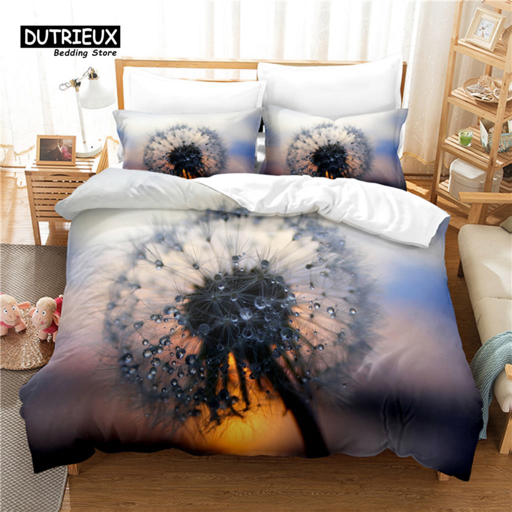 Dandelion Bedding Set, 3Pcs Duvet Cover Set, Soft Comfortable Breathable Duvet Cover, For Bedroom Guest Room Decor