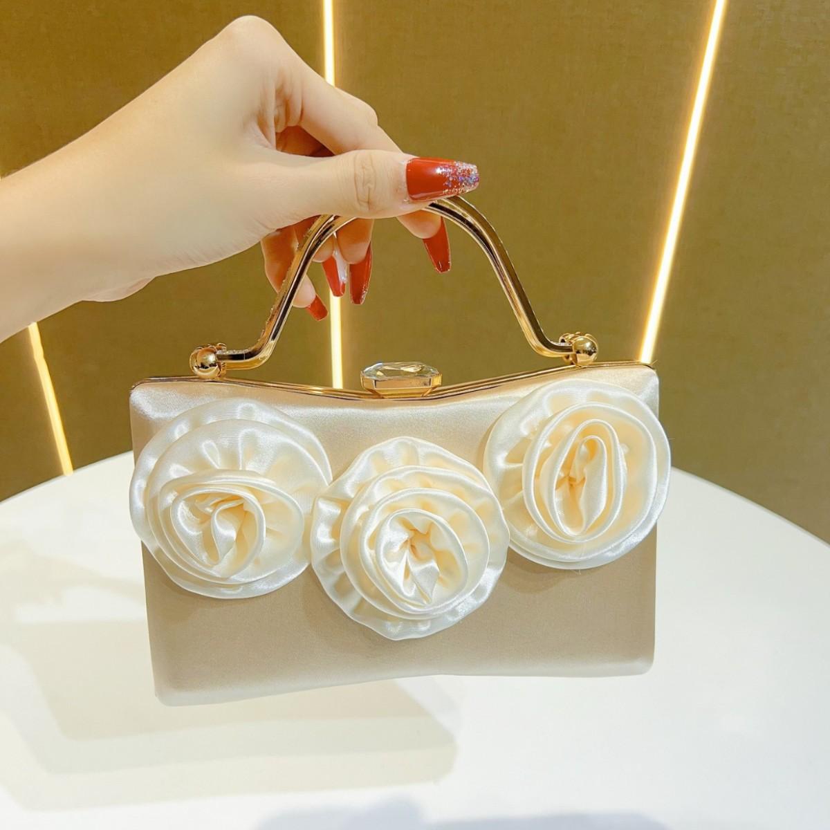New Silk Evening Clutch Women’s Diamond Crossbody Bag Elegant Party Handbag Fashion Banquet Purse for Wedding Dinner Gown Look золотой