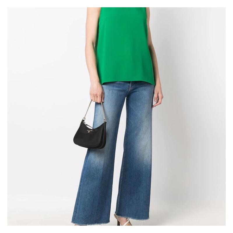 MICHAEL KORS Jet Set Charm Retro Commuting Solid Color Logo Hong Kong Style Chain Leather Trimmed Underarm Bag Shoulder Handbag Small Women's Black