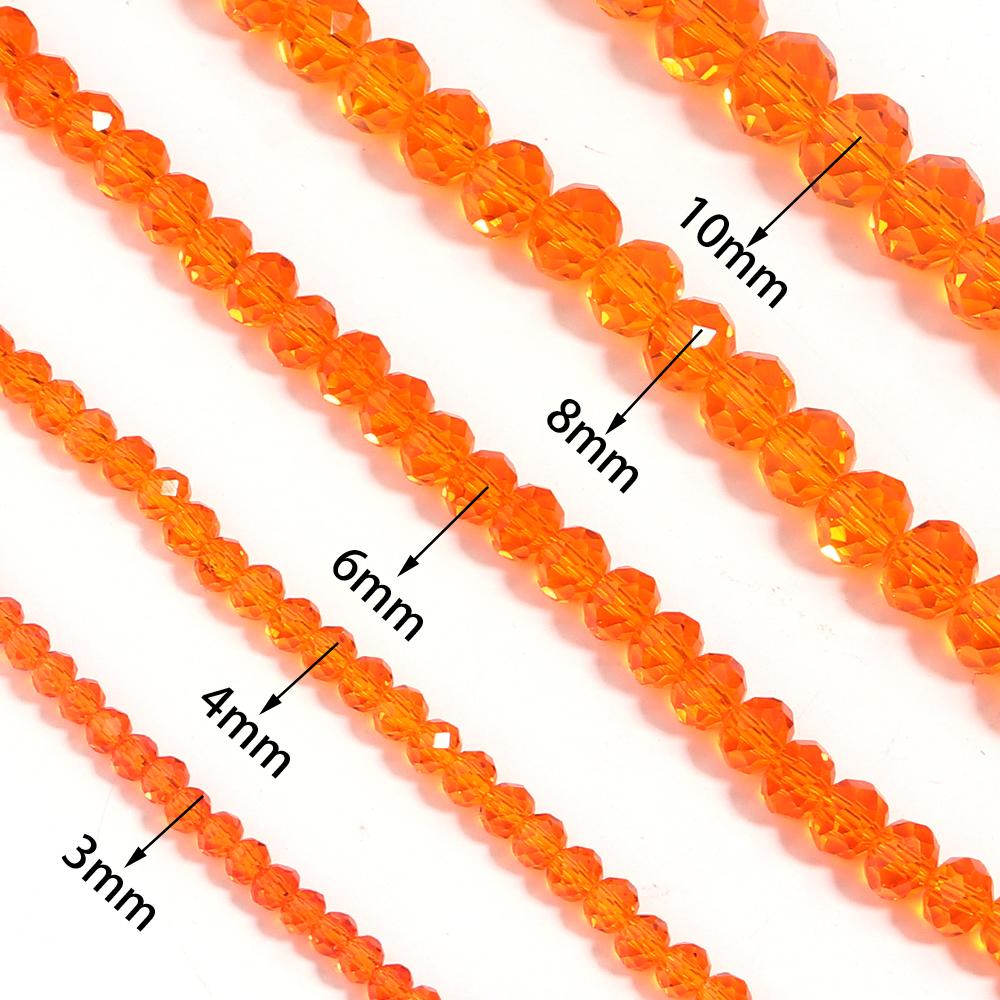 3/4/6/8/10mm Orange Faceted Crystal Beads Transparent Glass Loose Spacer Beads For Jewelry Making DIY Bracelet Necklace Supplies