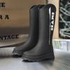 Korean Style Women's High Tube Waterproof Rain Boots - Non-Slip, Warm, Velvet-Lined Rubber Shoes for Outdoors