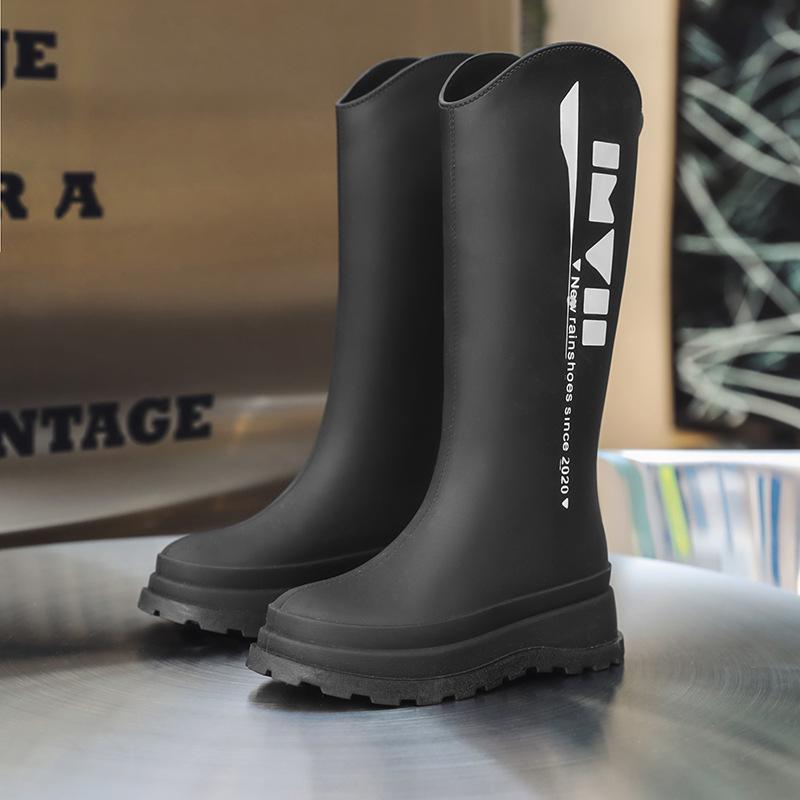 Korean Style Women's High Tube Waterproof Rain Boots - Non-Slip, Warm, Velvet-Lined Rubber Shoes for Outdoors