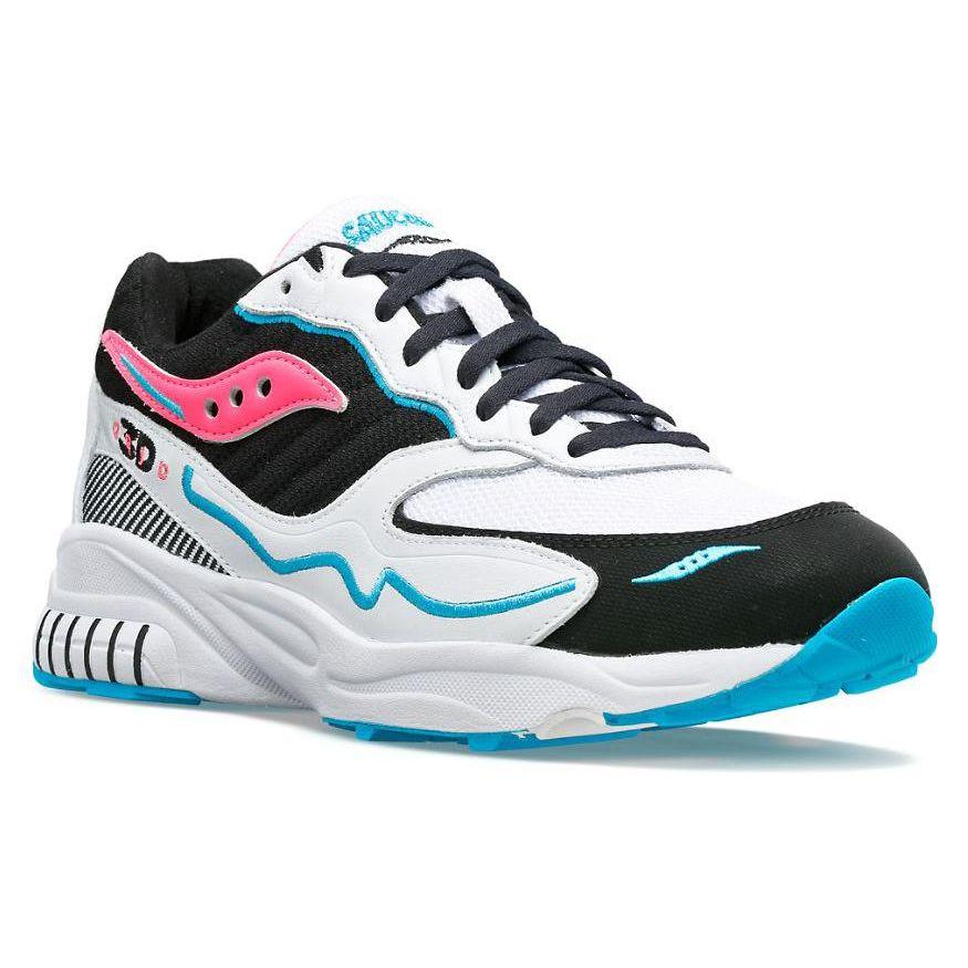 Saucony 3D Grid Hurricane White Black Pink Men Sneakers S70646-4
