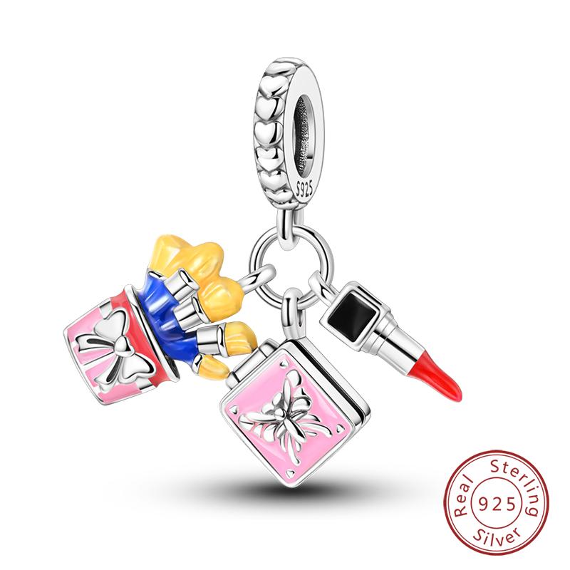 100% Kupfer Mode High Heels Lippenstift Kamera Life Serie Charms Perlen Passend für Qikaola Original Armbänder DIY Schmuck