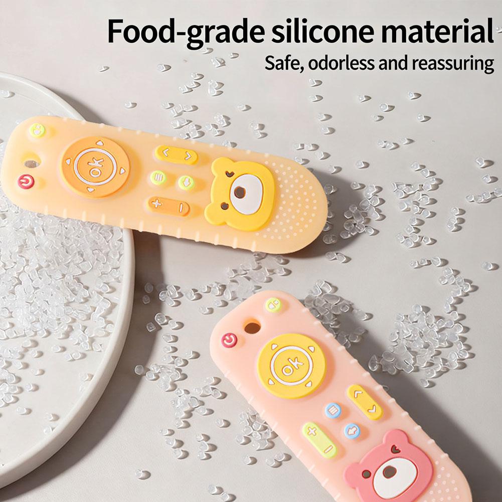 Baby Silicone Remote Control Teether Toys Cartoon Teething Stick Soothing Bite Toys Anti Hand Biting Teether for Infants Toddlers