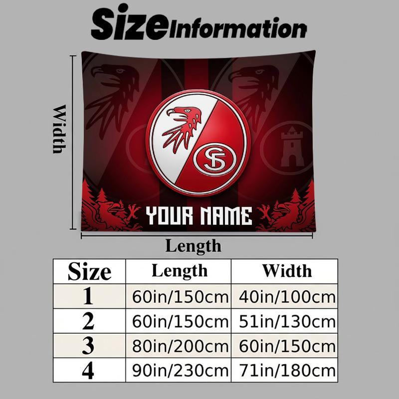 Custom Name SC Freiburg Printed Tapestry – Wall Hanging for Bedrooms, Dorms, and Home Decor