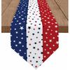 4th of July Linen Burlap Table Runner Star Dresser Scarves, Patriotic American Flag Independence Day Table Runners for Dinner Holiday Party,Memorial