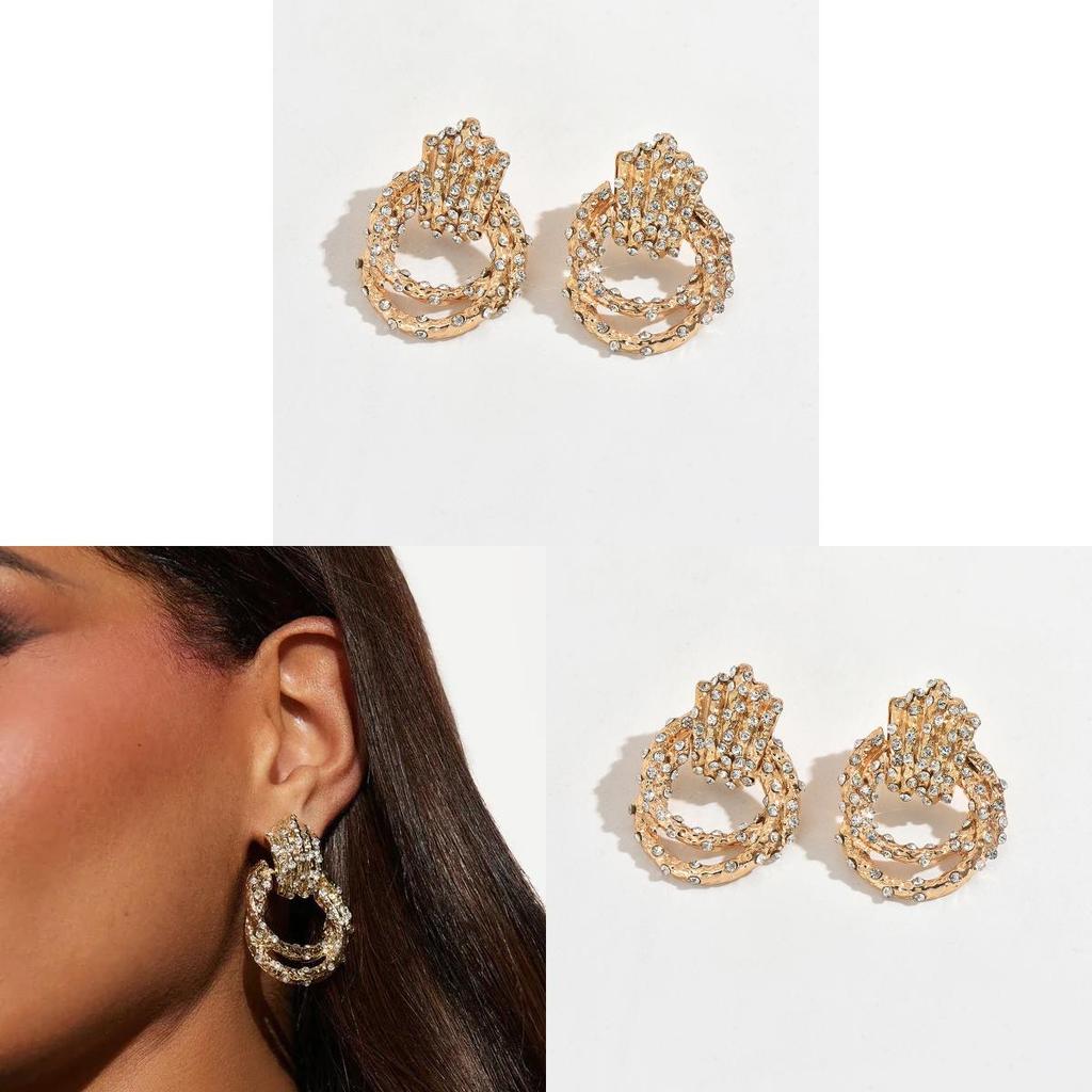 Geometric Statement Earrings For Women With Zinc Alloy Plating Fashion Winter