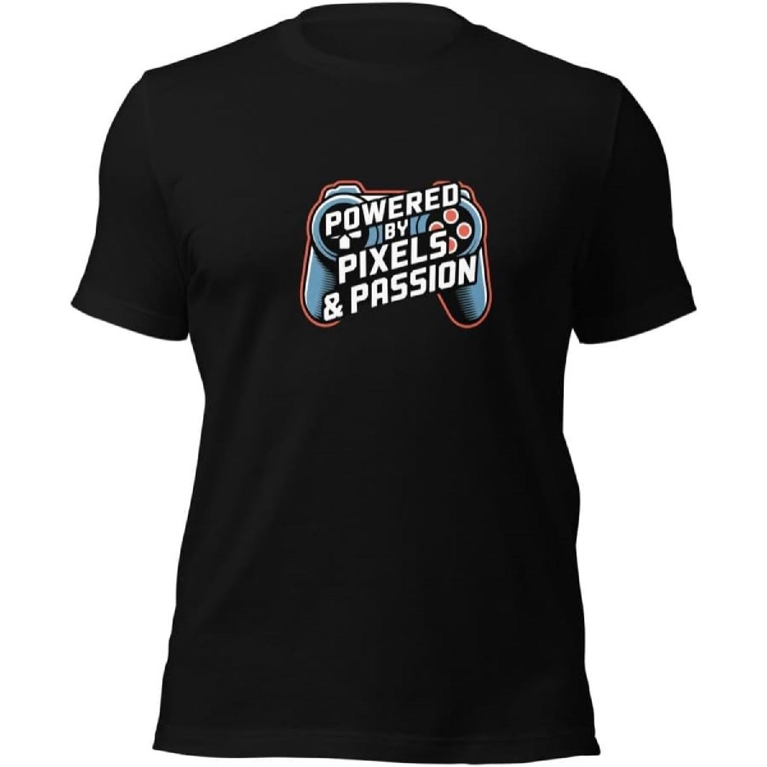 

Powered by Pixels Passion Game Dev Tee _ Developer Coder Programmer Apparel _ Unique Gaming Gift Shirt XXXXXL чорний