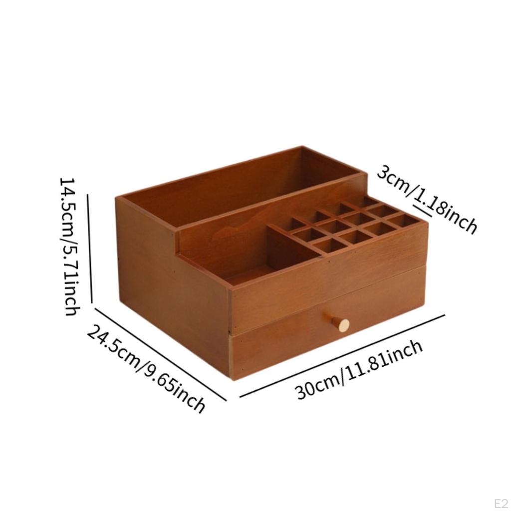 Organizer do przechowywania kosmetyków, Pudełko na biurko, Rękodzieło, Retro, Pyłoszczelny Rustykalny Drewniany Organizer na biurko