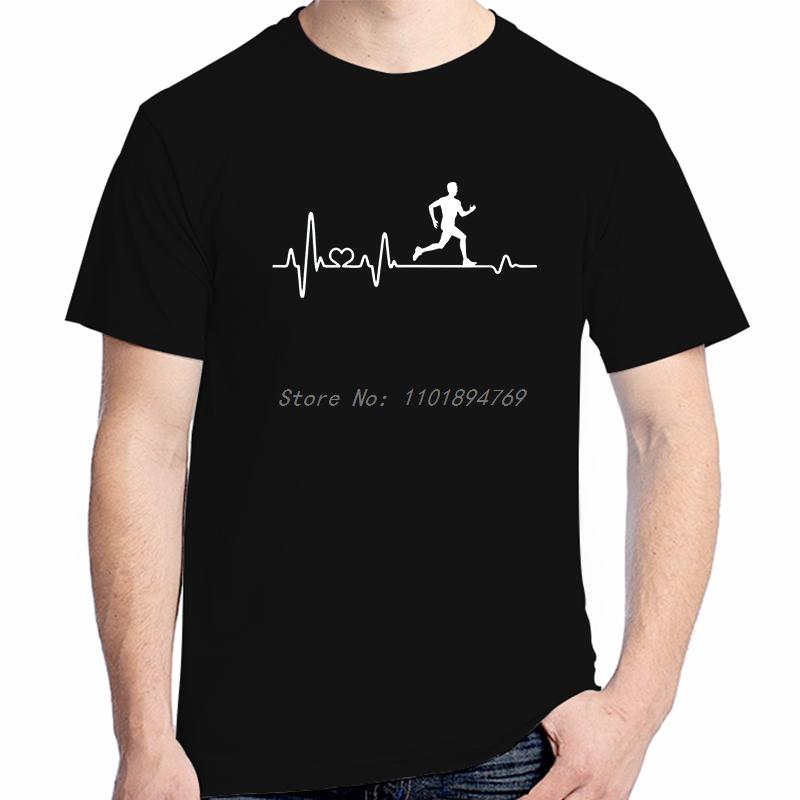 Jogger Jogging Heartbeat Jogging Fitness Pulse Ecg Funny Shirts Graphic Tee Summer Tops Tshirt New Arrival Goods Cotton Tshirt