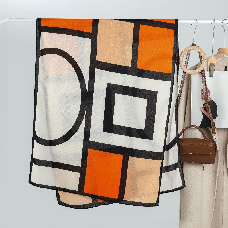 New Contrasting Colors Geometric Pattern Velvet Women's Scarf Autumn and Winter Warm Thin Large Shawl Scarf Scarf Dual-purpose