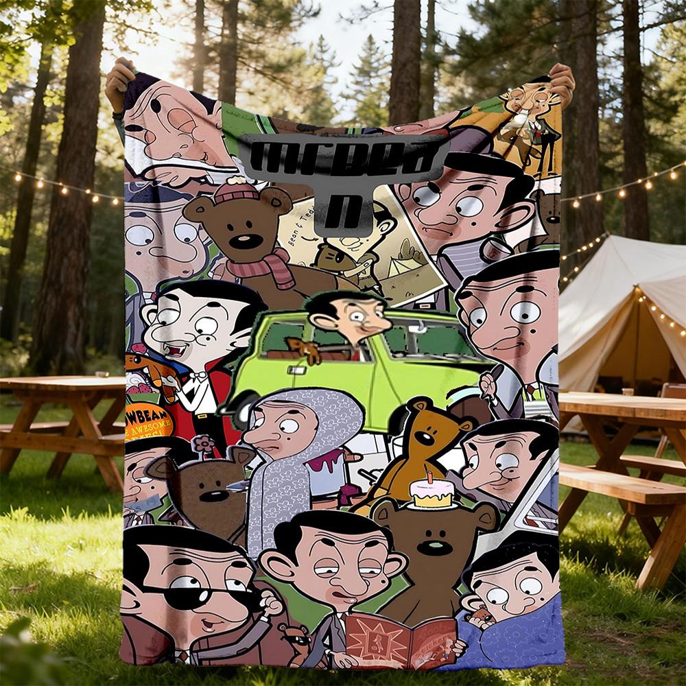 1pc Mr. Bean Adventures Outdoor Blanket Lightweight Flannel, All-Season Use for Sofa, Bed, Travel, Camping, Living Room, Office, Couch073