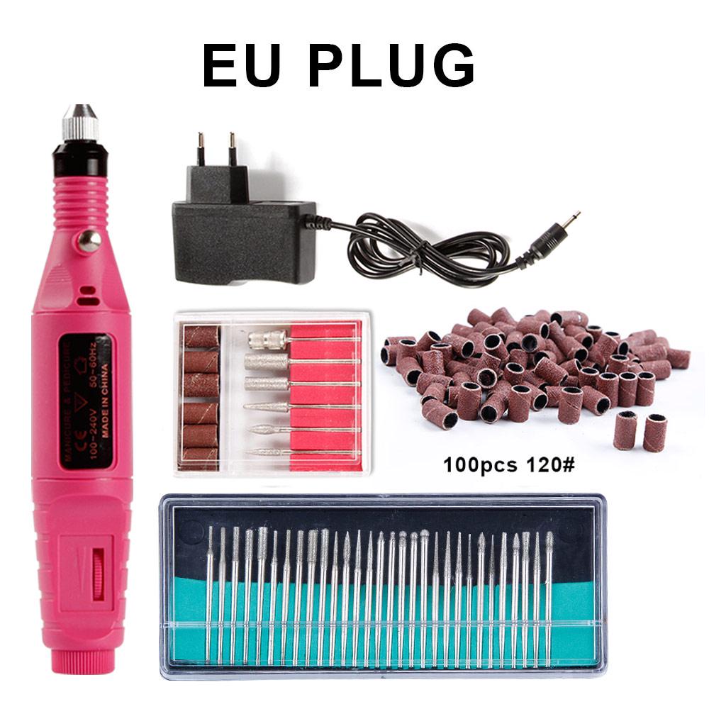 Aparelho elétrico da máquina do polonês da broca do prego para o manicure 30pcs fresas conjunto de bandas de lixamento