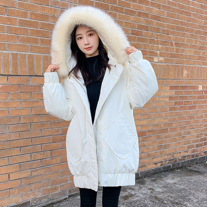 Down Cotton Clothes Women's New Winter Medium and Long Loose and Thin Large Size Thickened Large Sweater Cotton-padded Jacket