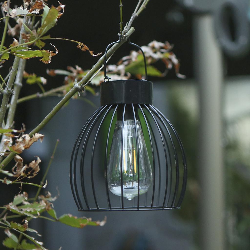 CalmGeek Solar Powered Engrgy Bird Cage Design Pendeant H-anging Lamp Lantern Outdoor Light