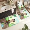 3pcs Mr. Bean Pattern Flannel Nonslip Absorbent Washable Decorative Bathroom Home Toilet Seat Cover Mat