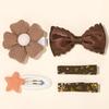 5Pcs/set Girls Hairclips Fresh Cloth BB Hair Bangs Barrette Flower Lace Bows Hairgripes Dopamine Colored Hair Accessories