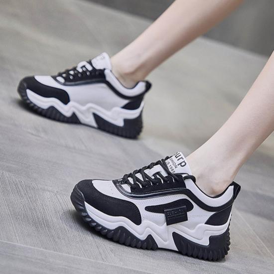 Spring breathable sports shoes for students, thick soled casual shoes