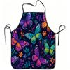 1pc Colorful Butterfly And Floral Print Apron, Durable And Easy To Clean, Adjustable Waistband, Polyester Material, for Kitchen Cooking, Gardening, Or