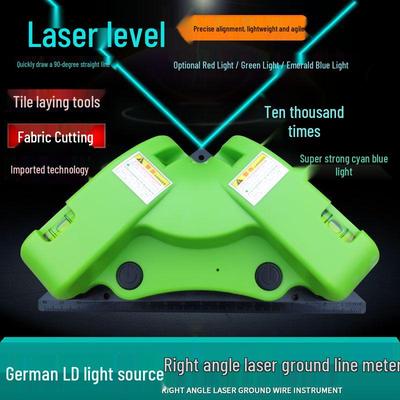 High Precision Green & Blue Light Laser Level Ruler with Fine Line and Right Angle Marking
