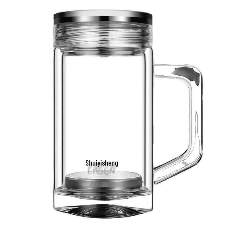 

Double Wall Heat-Resistant Glass Tea Cup with Handle, 380ml