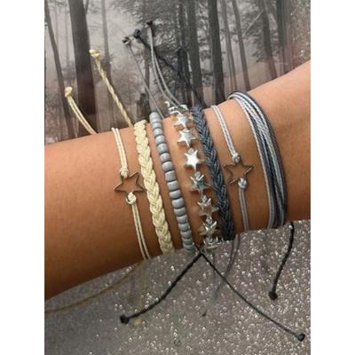 7-teiliges/Set Handgefertigtes Perlenarmband-Set Mit Stern-Dekor, Mehrschichtige Stapelbare Armbänder Geeignet Für Feiertage, Party-Kleidung