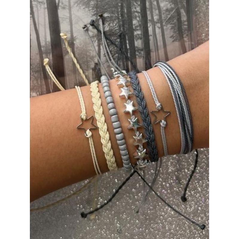 

Набор из 7 шт./компл. Браслеты ручной работы из бисера с декором в виде звезд, многослойные, можно носить вместе, подходят для праздников, вечеринок