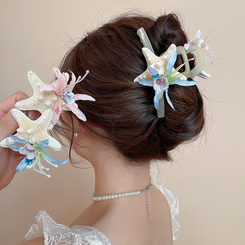 Ocean Series Hair Clip Eternal Flower Starfish Shark Clip Headwear Seaside Tourism Vacation Photography Hair Accessories