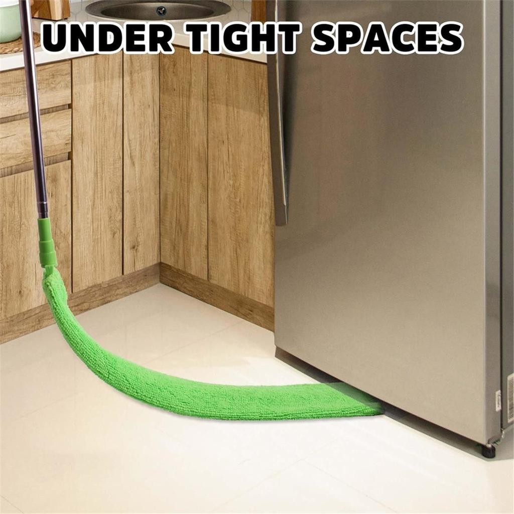 Retractable Dust Cleaner for Under Appliances, Flat Duster with Telescopic Pole