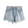 2025 Spring Women's Slim High-Waist Rhinestone Denim Shorts
