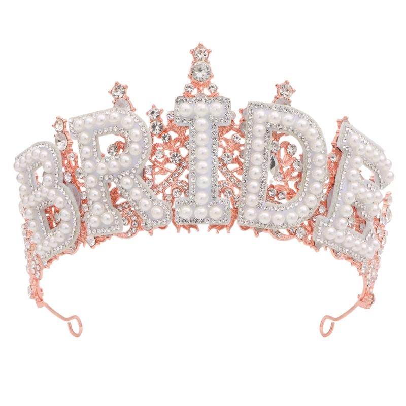 Eye-Catching Rhinestones Bridal Hairband Pearls Bride Crowns Wedding Stylish Bridal Crowns for Wedding Party