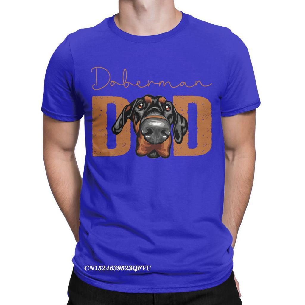 Men Doberman Dad Dog Tops T Shirts Animal Pet Oversized Pure Cotton Novelty Harajuku Crewneck Tees Aesthetic Camisas T-Shirt