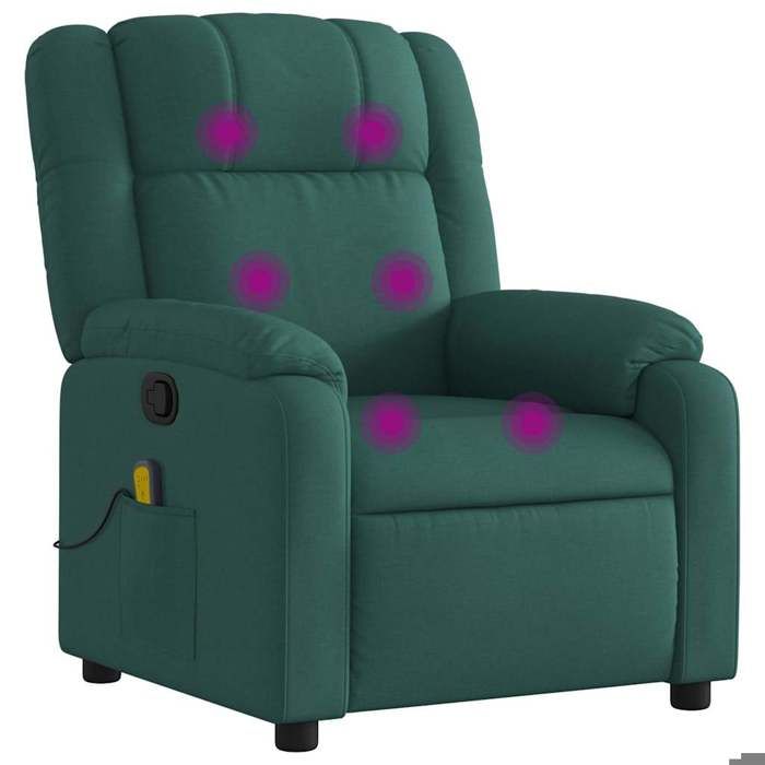 VidaXL Reclining Massage Armchair Dark Green Fabric 373554