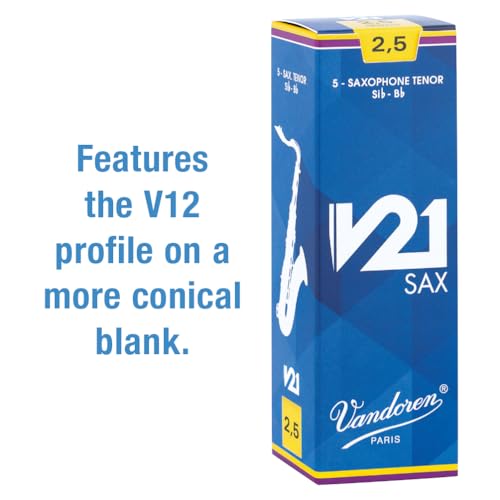 Vandoren V21 Tenor Saxophone Reeds, Hardness: 2-1/2 (Pack of 5)