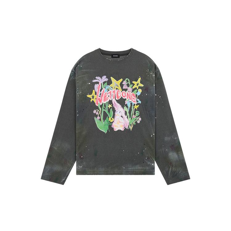 We11done 25fw Autumn Winter Rabbit Long Sleeve T-Shirt Unisex T-Shirt Gray WD-TT3-25-763-U-CH