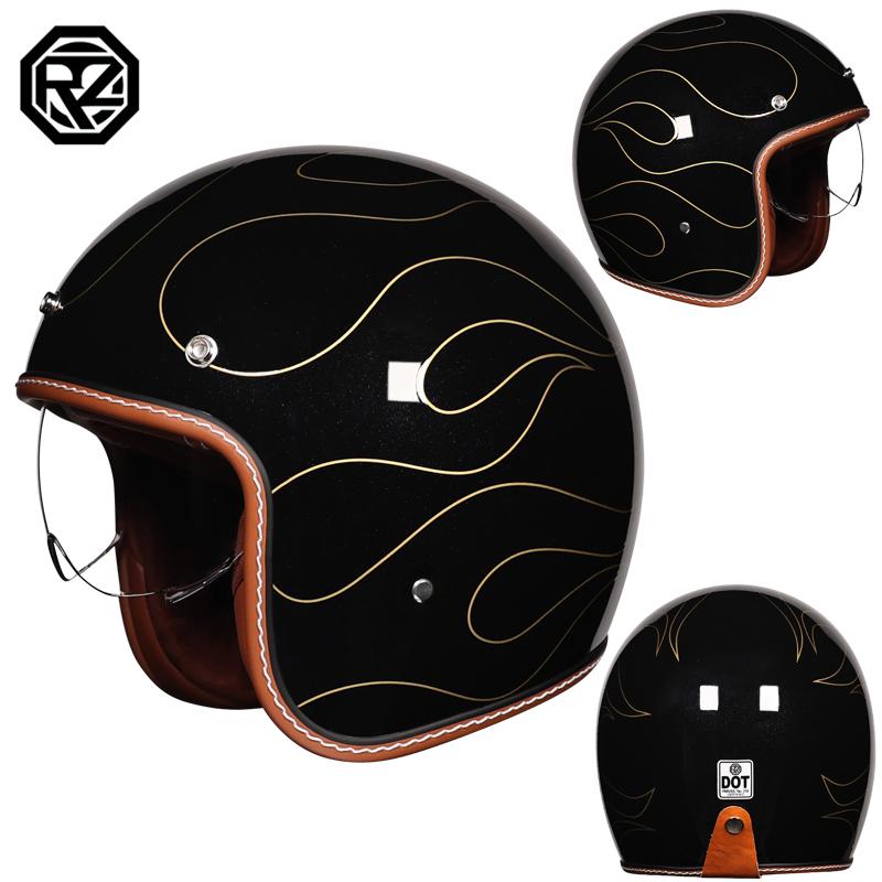 Lightweight Vintage Motorcycle Helmet With Visor Motorbike Riding 3/4 Open Half Helmet Retro Casco Moto 3C & Dot
