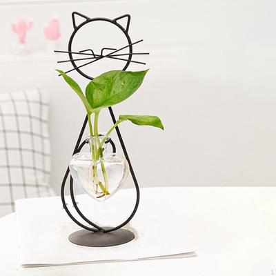 Katzen-Pflanzen-Terrarium-Vase, Metallhalter, Ausbreitungsstation, 12,1 x 28,4 cm, Tischplatte, Schwelle