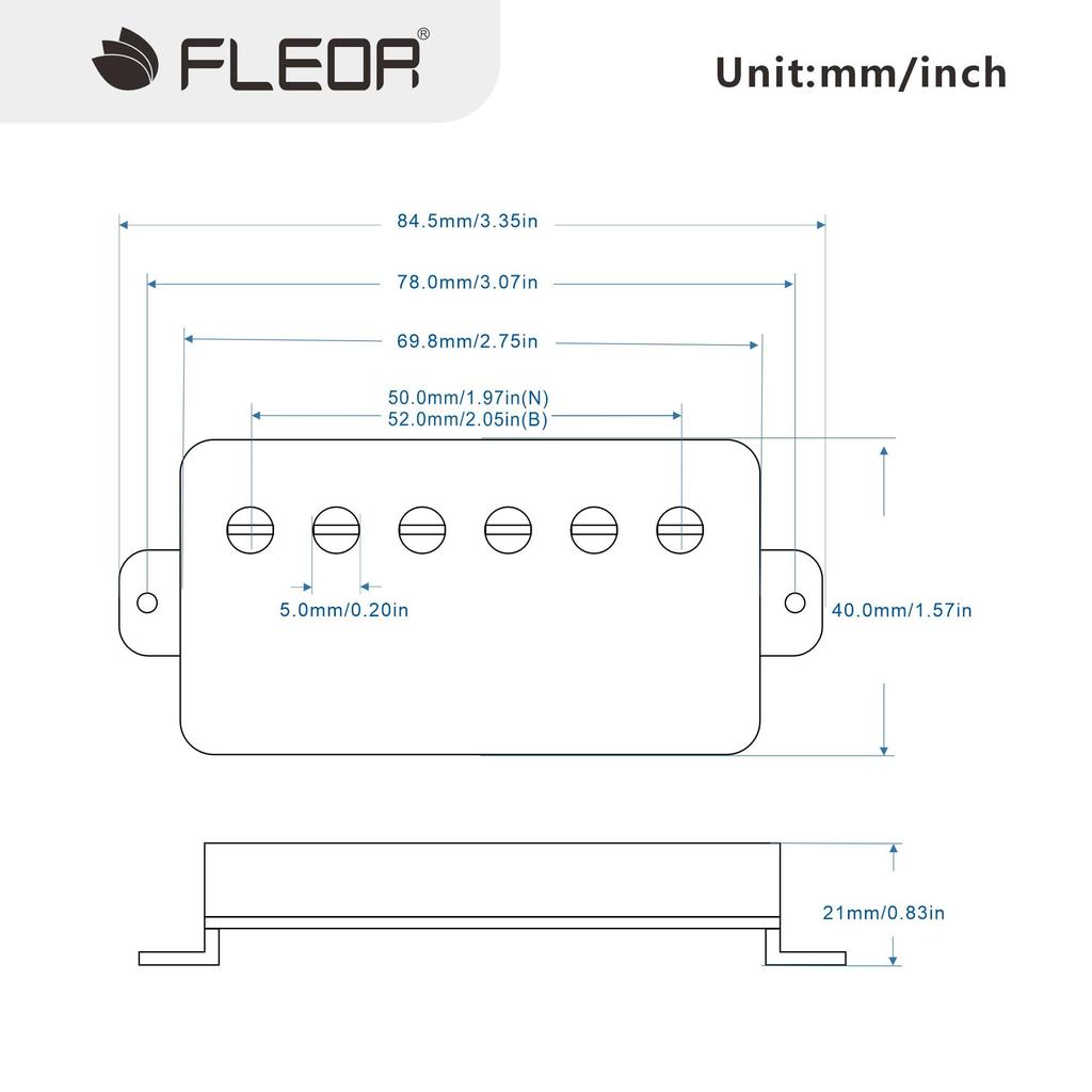 FLEOR Alnico5 Guitar Humbucker Neck and Bridge Pickup Chrome LP Style Pickup, 4-Wire Set, Fit,