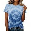 Women's Casual Pullover T Shirt Short Sleeve Round Neck Tie Dye Print Top Lightweight Comfortable Fit