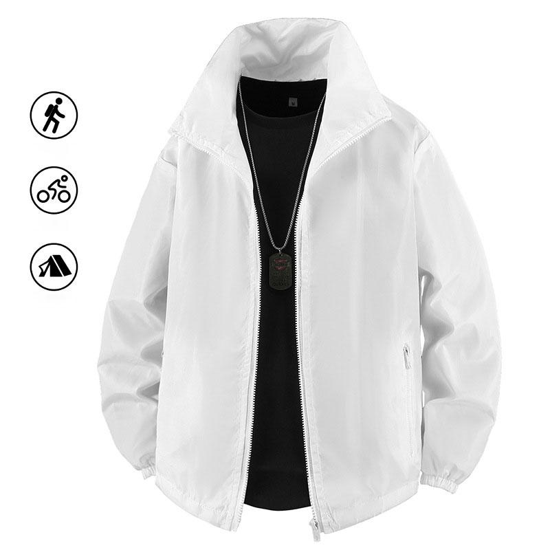 

Мужская куртка, рабочая одежда для активного отдыха, американская однотонная куртка с воротником-стойкой, мужская спортивная куртка для отдыха на открытом воздухе и фитнеса XS белый