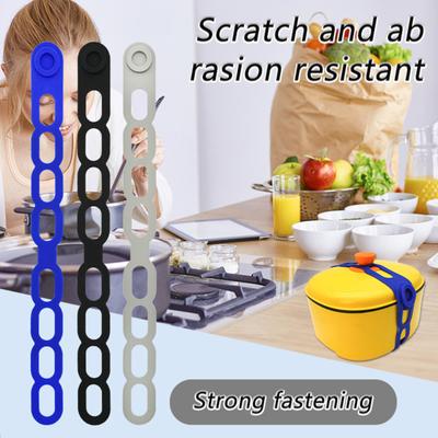 Fixed Strap Silicone Elastic Bands Reusable Adjustable Anti-Slip Kitchen Lid Holders for Bowls Pots Containers Snack Bags Organize Cords