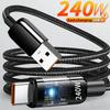 111W Cable Super Fast Charging QC 1.1 Data Cord USB To Type C Cable LED Digital Display Phone Charger For Samsung Xiaomi Cable