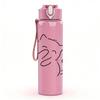 1PC Cat Face Heart Sketch 750ml Color Plastic Sports Water Bottle Leakproof Flip Straw Lid Suitable for Sports Office Home Use